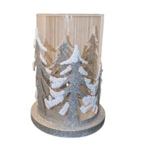 NEW Kohls' Let It Snow Large Let It Snow Pillar Candle Holder Centerpiece Trees
